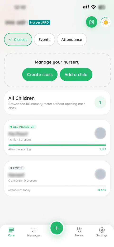 شاشة نظرة عامة في Nursery Pro